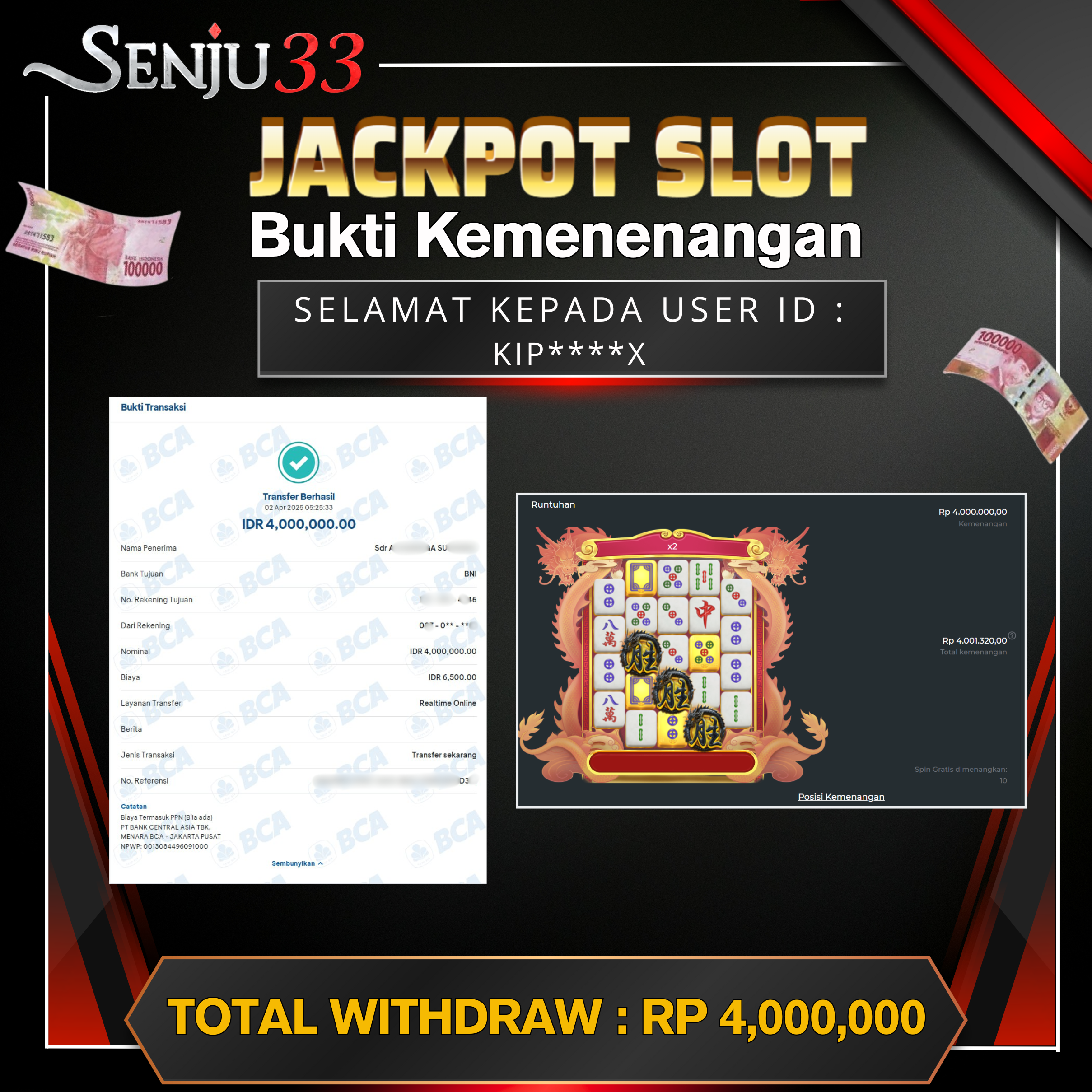 🎰 SENJU33 JACKPOT SLOT Rp. 4.000.000 LUNAS 🎉